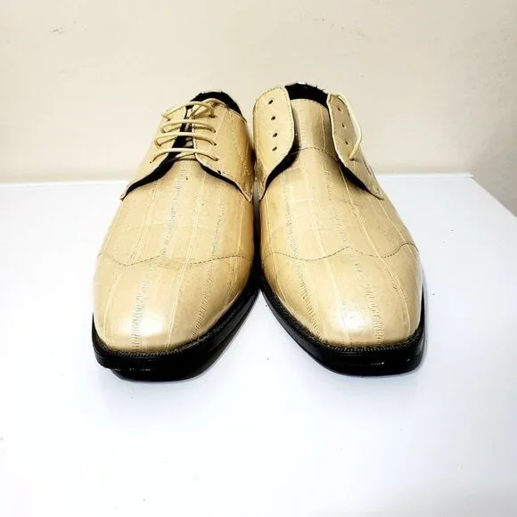 New Men’s Leather Formal Dress Shoes Size 11 Cream/Tan Oxford Tuxedo